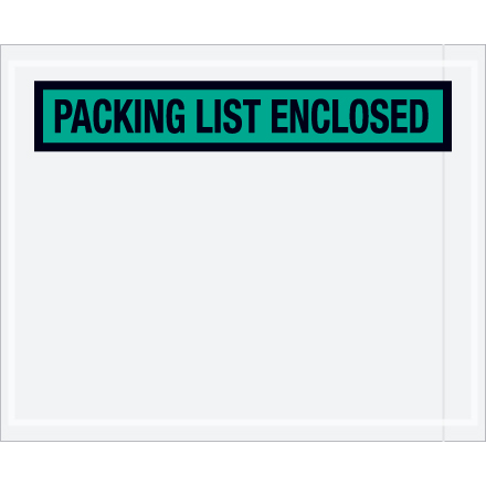 4 1/2 x 5 1/2" Green "Packing List Enclosed" Envelopes