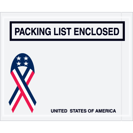 4 1/2 x 5 1/2" U.S.A. Ribbon "Packing List Enclosed" Envelopes