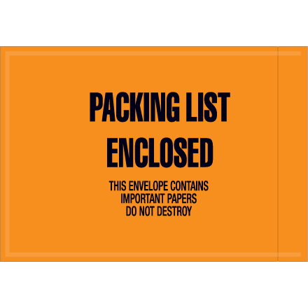 4 1/2 x 6" - Orange "Packing List/Invoice Enclosed" Envelopes