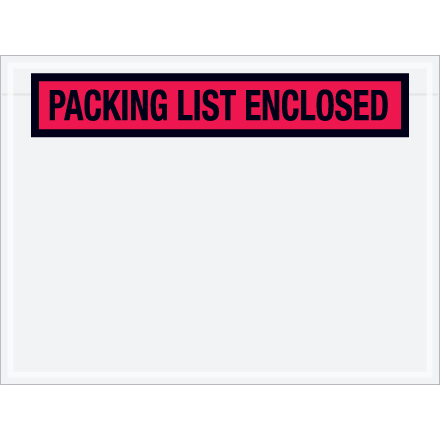 4 1/2 x 6" Red "Packing List Enclosed" Envelopes