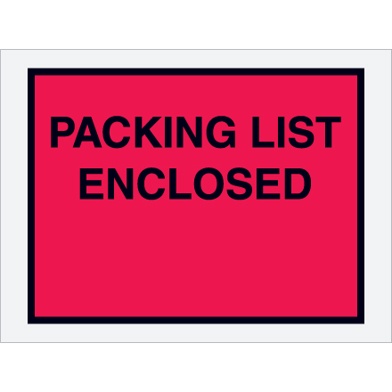 4 1/2 x 6" Red "Packing List Enclosed" Envelopes