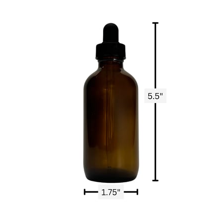 4 oz. (120 m) Amber Boston Round Glass Bottle with Black Dropper