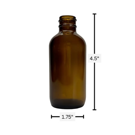4 oz. (120 ml) Amber Boston Round Glass Bottle 24-400 Neck Finish 