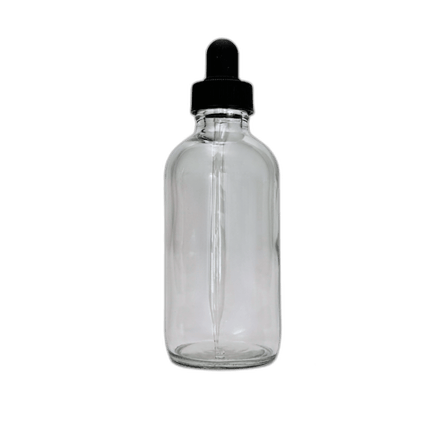 4 oz. (120 ml) Clear Boston Round Glass Bottle with Black Dropper