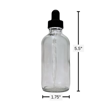 4 oz. (120 ml) Clear Boston Round Glass Bottle with Black Dropper