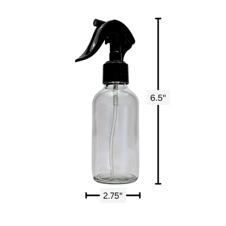 4 oz. (120 ml) Clear Boston Round Glass Bottle with Black Mini Trigger Sprayer 