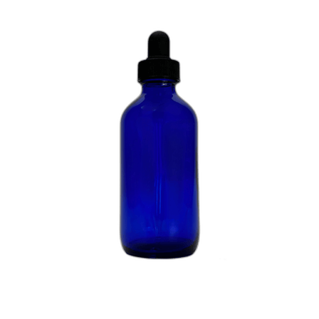 4 oz. (120 ml) Cobalt Blue Boston Round Glass Bottle with Black Dropper