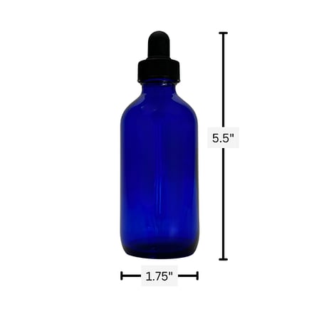 4 oz. (120 ml) Cobalt Blue Boston Round Glass Bottle with Black Dropp