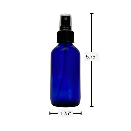 4 oz. (120 ml) Cobalt Blue Boston Round Glass Bottle with Black Fine Mist Sprayer