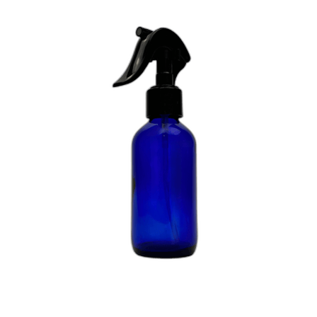 4 oz. (120 ml) Cobalt Blue Boston Round Glass Bottle with Black Mini Trigger Sprayer