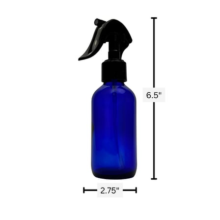 4 oz. (120 ml) Cobalt Blue Boston Round Glass Bottle with Black Mini Trigger Sprayer