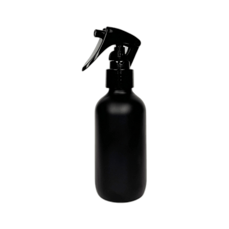 4 oz. (120 ml) Matte Black Boston Round Glass Bottle with Black Mini Trigger Sprayer