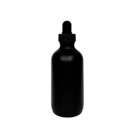 4 oz. (120 ml) Matte Black Boston Round Matte Glass Bottle with Black Dropper 