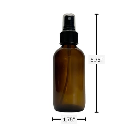 4 oz. (60 ml) Amber Boston Round Glass Bottle with Black Fine Mist Sprayer and Clear Overcap 
