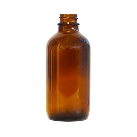 4 oz Amber Boston Round Glass Bottle with 24-400 Neck Finish - (128/Case)