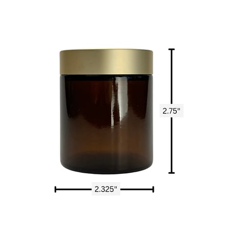 4 oz. Amber Glass 58-400 Straight Sided Round Jar with Brushed Gold lid and Sealing Disc Liner