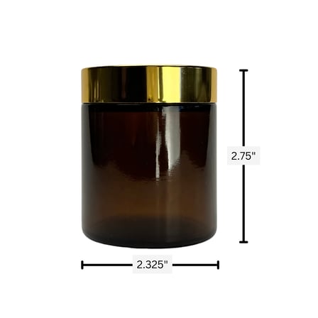 4 oz. Amber Glass 58-400 Straight Sided Round Jar with Gold Lid and Sealing Disc Liner 