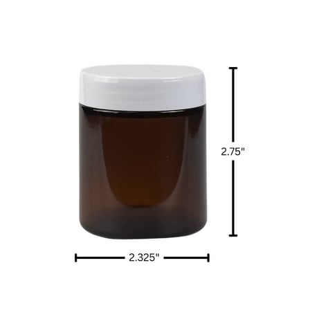 4 oz. Amber Glass 58-400 Straight Sided Round Jar with PP White Lid