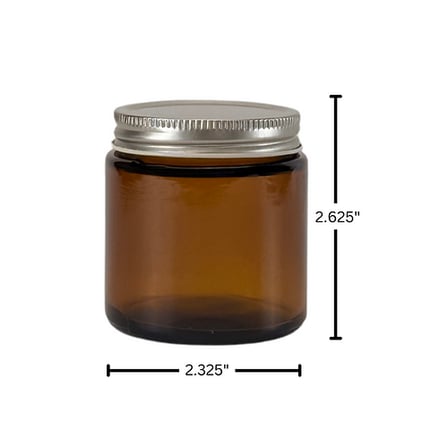 4 oz. Amber Glass 58-400 Straight Sided Round Jar with Silver Metal Lid