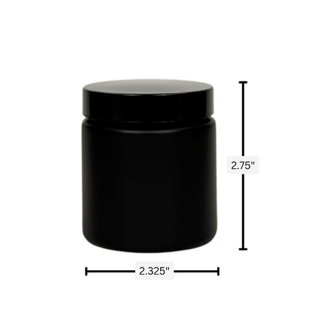 4 oz. Black Matte Glass 58-400 Straight Sided Round Jar with PP Black Lid and Sealing Disc Liner