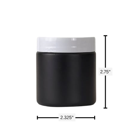 4 oz. Black Matte Glass 58-400 Straight Sided Round Jar with PP White Lid and Sealing Disc Liner