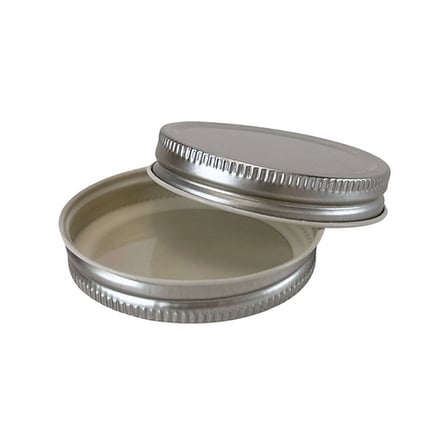4 oz. Black Matte Glass 58-400 Straight Sided Round Jar with Silver Metal Lid.
