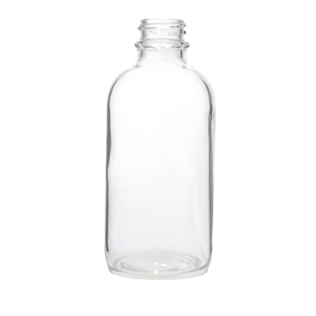 4 oz Clear Boston Round Glass Bottle with 22-400 Neck Finish - (128/Case)