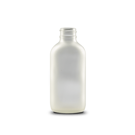 4 oz Clear Frosted Glass Boston Round Bottle 22-400 Neck Finish