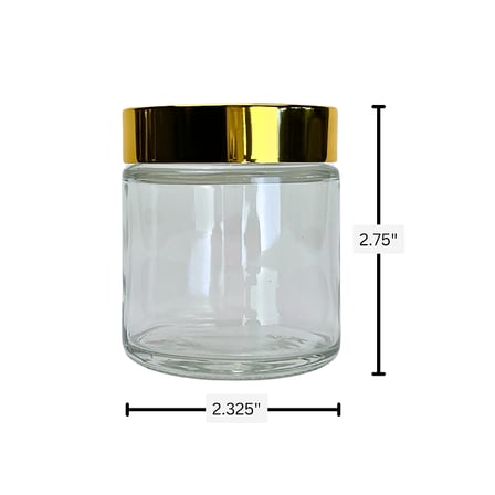 4 oz. Clear Glass 58-400 Straight Sided Round Jar with Gold Lid and Sealing Disc Liner 