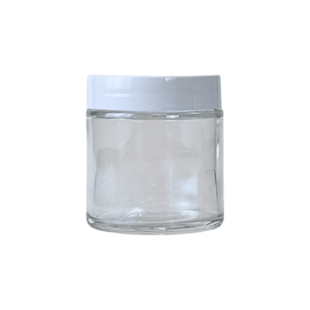 4 oz. Clear Glass 58-400 Straight Sided Round Jar with PP White Lid
