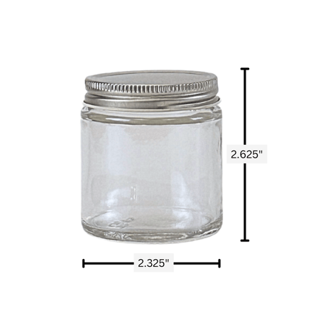 4 oz. Clear Glass 58-400 Straight Sided Round Jar with Silver Metal Lid