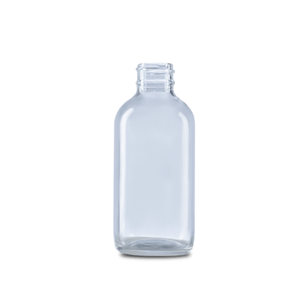 4 oz Clear Glass Boston Round Bottle 22-400 Neck Finish