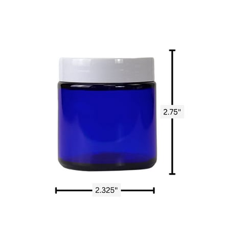 4 oz. Cobalt Blue Glass 58-400 Straight Sided Round Jar with PP White Lid and Sealing Disc Liner