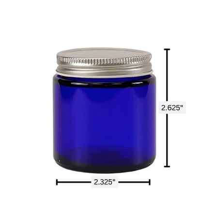 4 oz. Cobalt Blue Glass 58-400 Straight Sided Round Jar with Silver Metal Lid