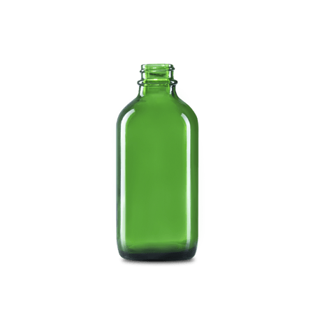4 oz Green Glass Boston Round Bottle 22-400 Neck Finish