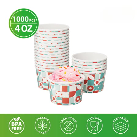 4 oz. Retro-inspired print paper ice cream cup​s