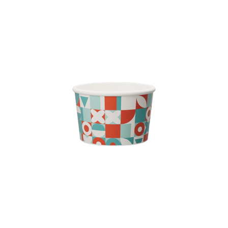 4 oz. Retro-inspired print paper frozen yogurt / food cup