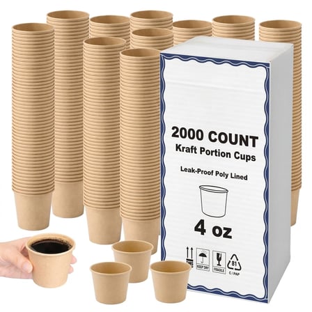 4 oz Poly Lined Kraft Paper Portion Cup - (2000/Case) - Thumbnail 2