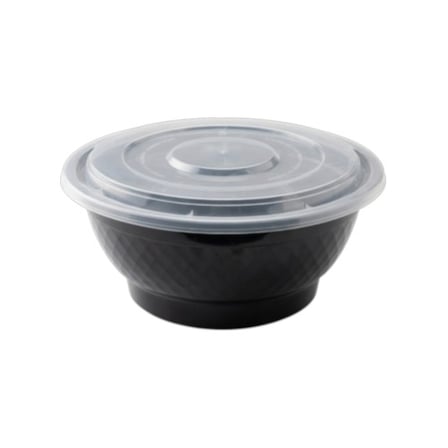42 Ounces Black Round PP Plastic Microwavable Bowl with Clear Lid.jpg