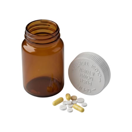 45-400 White Ribbed Child-Resistant Cap with HS Liner & Packer Bottle.jpg