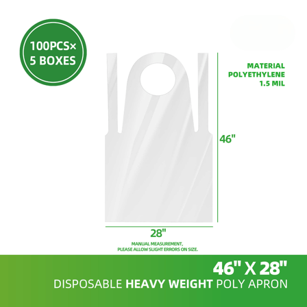 Disposable Heavy Weight White Poly Aprons - (500/Case)