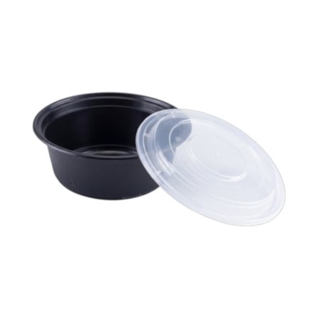 48 Ounces Black Microwavable Round PP Plastic Food Container with Clear Lid.jpg