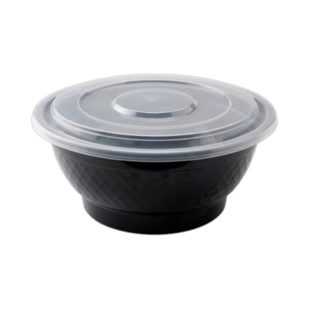 48 Ounces Black Round PP Plastic Microwavable Bowl with Clear Lid.jpg