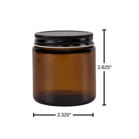 4oz. Amber Glass 58-400 Straight Sided Round Jar with Black Metal Lid 