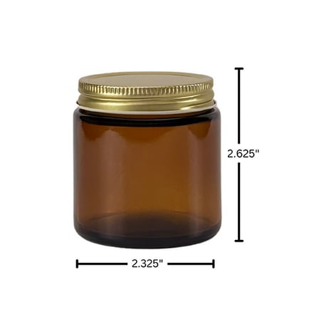 4oz. Amber Glass 58-400 Straight Sided Round Jar with Gold Metal Lid 