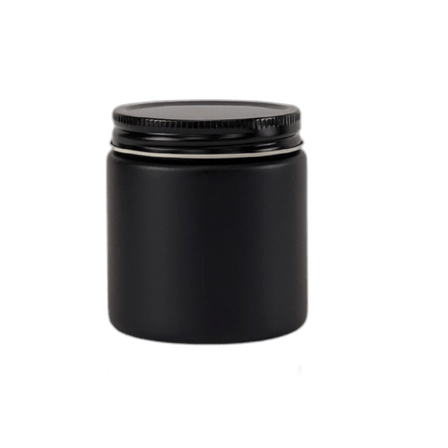 4oz. Black Matte Glass 58-400 Straight Sided Round Jar with Black Metal Lid