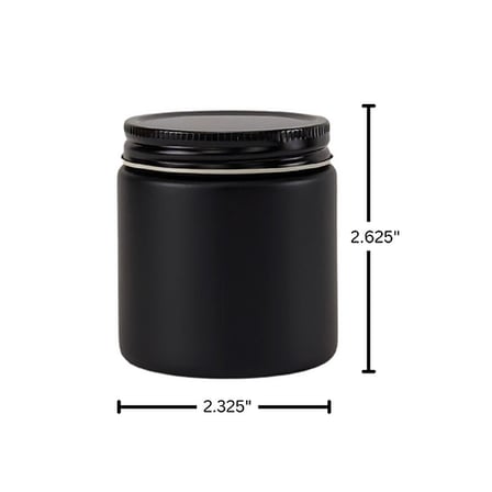 4oz. Black Matte Glass 58-400 Straight Sided Round Jar with Black Metal Lid