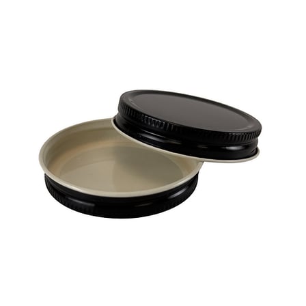 4oz. Clear Glass 58-400 Straight Sided Round Jar with Black Metal Lid