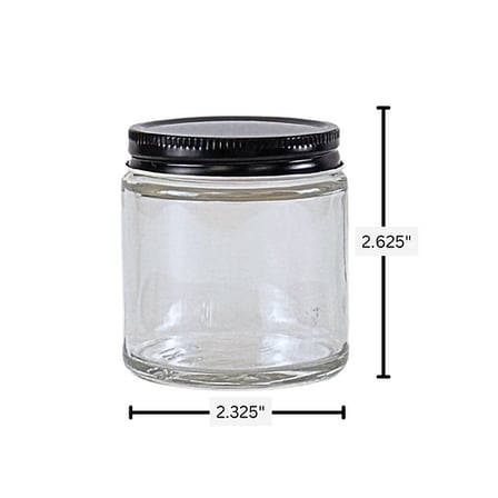 4oz. Clear Glass 58-400 Straight Sided Round Jar with Black Metal Lid 