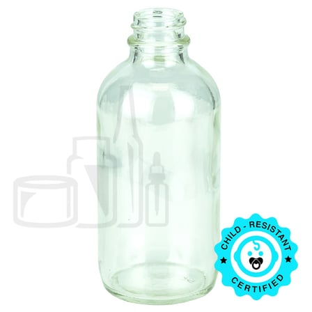 4oz Clear Glass Boston Round Bottle 24-400(128/case)